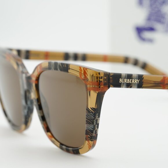 Burberry BE4487 416373 Square Sunglasses - Transparent Brown/Vintage/Brown